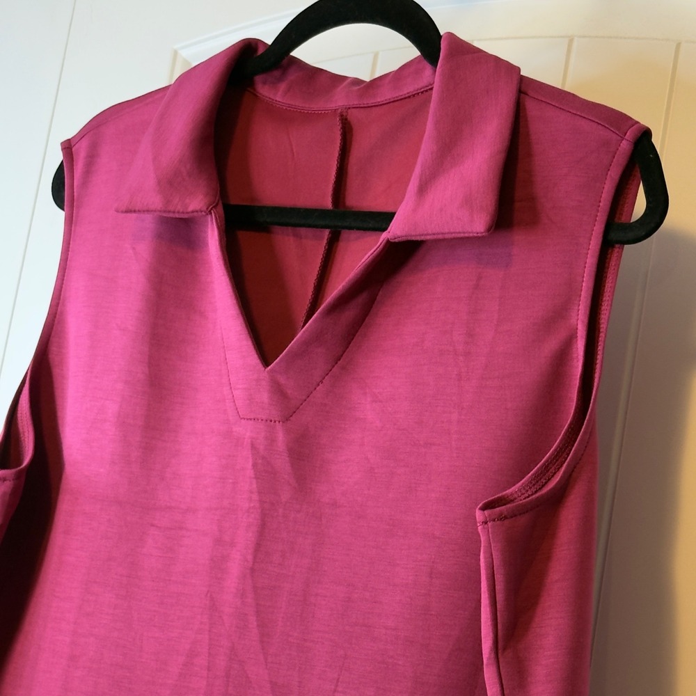NWOT Coo Chic Magenta Sleeveless 2X Top/Wide Crop Leg Drawstring Pants Set - Picture 8 of 16